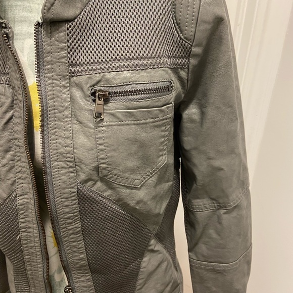 NWOT Grey Leather Jacket - Picture 2 of 4